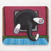 Smokings-Katze fest in einer Katzen-Klappe - Mousepad (Vorne)