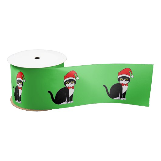 Smokings-Katze in Bowtie: an Weihnachten 3" Satinband (Spule)