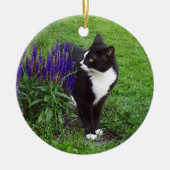 Smokings-Katze in der Gartenverzierung Keramik Ornament (Vorne)