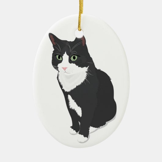 Smokings-Katze Keramik Ornament (Vorne)