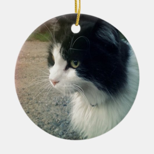 Smokings-Katze Keramikornament (Vorne)