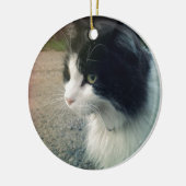 Smokings-Katze Keramikornament (Links)