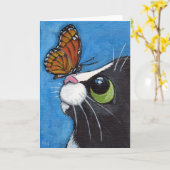 Smokings-Katze und Vizekönig-Schmetterling Karte (Gelbe Blume)