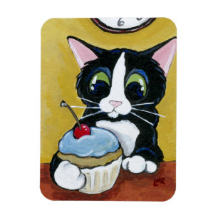 Smokings-Katzen-u. Kuchen-Kunst-Prämien-Magnet Magnet
