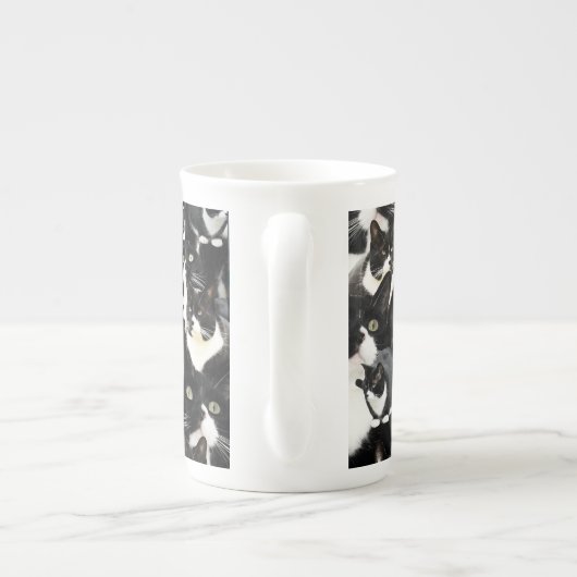 Smokings-Katzen-Verrücktheit Porzellantasse (Rückseite)