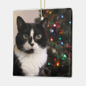 Smokings-Katzen-Weihnachtsverzierung Keramikornament (Links)