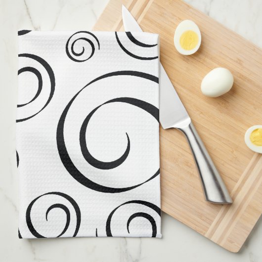 Smokings-Schwarzweiss-Strudel-Muster PT81 Geschirrtuch (Viertel Falte)