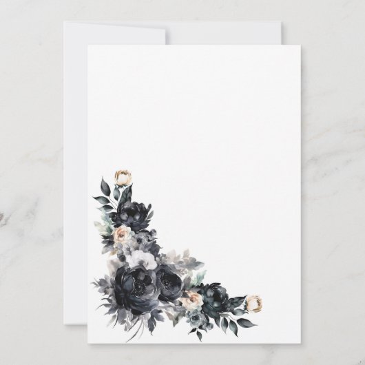 Smoky Black Floral Geometric Wedding Save the Date (Rückseite)