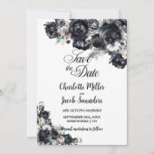 Smoky Black Floral Wedding Save the Date (Vorderseite)