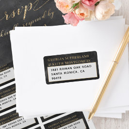 Smoky Black Gold Elegante Wedding UAWG Return Mail Adressaufkleber