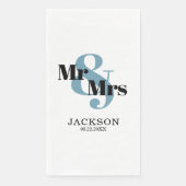 Smoky Blue and Black Mr & Mrs Wedding Serviette (Vorderseite)