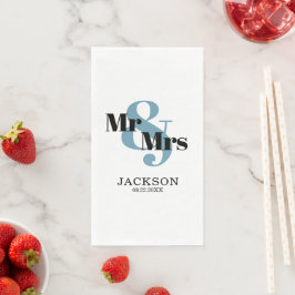 Smoky Blue and Black Mr & Mrs Wedding Serviette