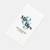 Smoky Blue and Black Mr & Mrs Wedding Serviette (Ecke)
