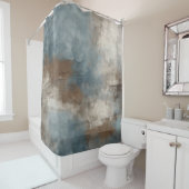 Smoky Blue Brown Beige Rustikal Abstrakt Duschvorhang (Beispiel)