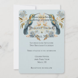 Smoky Blue Hummingbird Hydrangea Blume Hochzeit Einladung