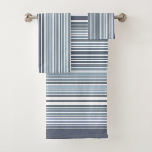 Smoky Blue Lavendel Streifen Badhandtuch Set (Insitu)