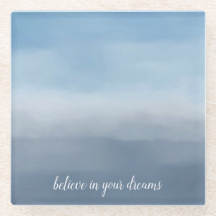 Smoky Blue Ombre Watercolor Glasuntersetzer