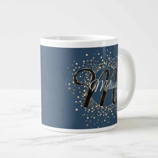 Smoky Blue Specklkled Monogram Jumbo-Tasse (Vorderseite Rechts)