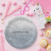 Smoky Blue White Ombre Silver Glam Leopard Print Pappteller (Party)