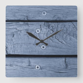 Smoky Blue Wood Planks Quadratische Wanduhr (Vorderseite)