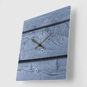Smoky Blue Wood Planks Quadratische Wanduhr (Winkel)