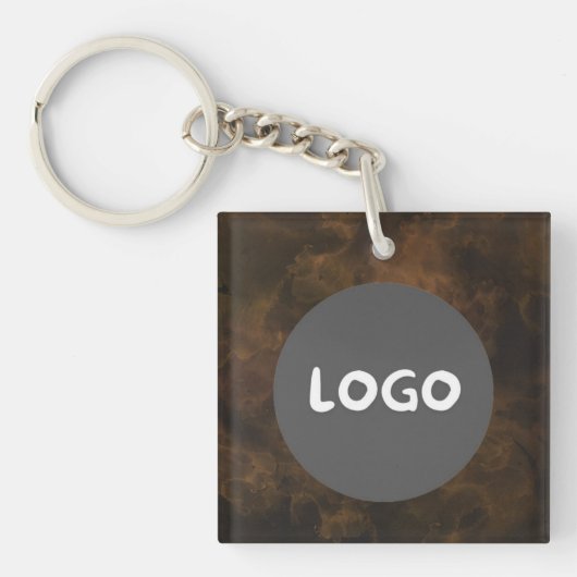 Smoky-Brown-Firmenlogo und QR-Code Schlüsselanhänger (Vorderseite)