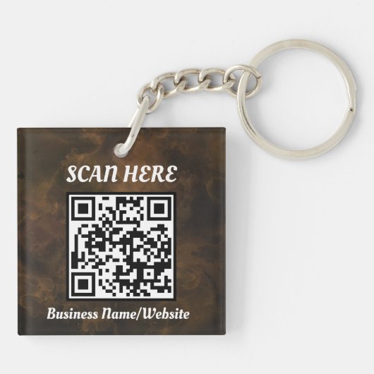 Smoky-Brown-Firmenlogo und QR-Code Schlüsselanhänger (Rückseite)
