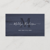 Smoky Dark Blue Brush Strokes Modern Brush QR Code Visitenkarte (Vorderseite)