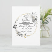 Smoky Frame Gold schick Hochzeit Einladung (Stehend Vorderseite)