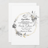 Smoky Frame Gold schick Hochzeit Einladung (Vorne/Hinten)