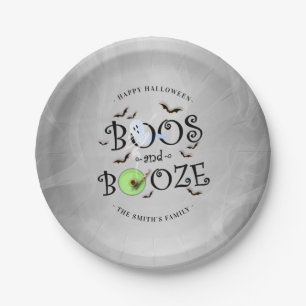 Smoky-Grau & Black Boos & Booze-Halloween-Party Pappteller