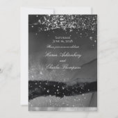 Smoky Gray Black & Sparkling Silver Modern Wedding Einladung (Vorderseite)