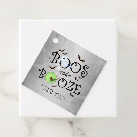 Smoky Gray Boos & Booze Halloween Geschenkanhänger (Beispiel)