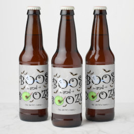 Smoky Gray Boos & Booze Halloween-Party Bierflaschenetikett