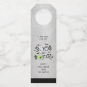 Smoky Gray Boos & Booze Halloween-Party Flaschenanhänger (Vorderseite)