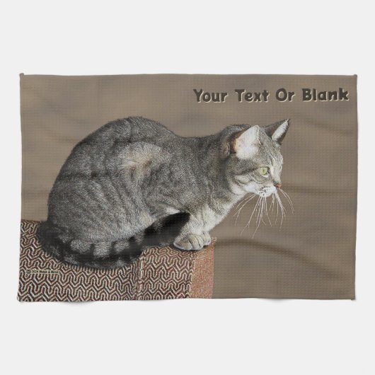 Smoky Gray Tabby Cat Geschirrtuch (Horizontal)