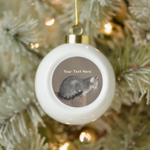 Smoky Gray Tabby Cat Keramik Kugel-Ornament