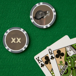 Smoky Gray Tabby Cat Pokerchips
