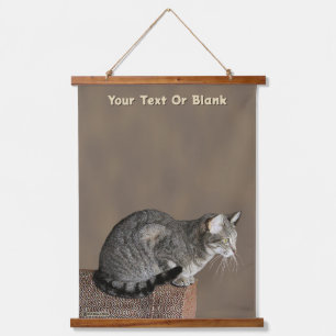 Smoky Gray Tabby Cat Wandteppich Mit Holzrahmen