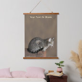 Smoky Gray Tabby Cat Wandteppich Mit Holzrahmen (Schlafzimmer)