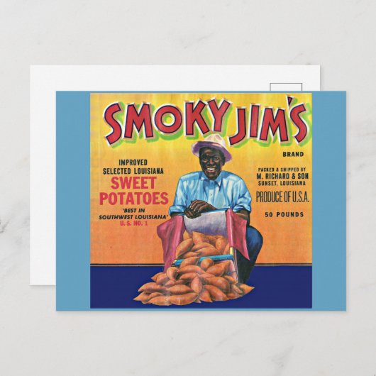Smoky Jim's Süßkartoffelkennzeichen der 40er Jahre Postkarte (Vorne/Hinten)