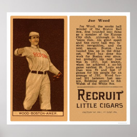 Smoky Joe Wood Red Sox Baseball 1912 Poster (Vorne)
