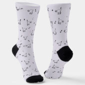 Smoky Lavender Cat Line Art Pattern Socks Socken (Gewinkelt)