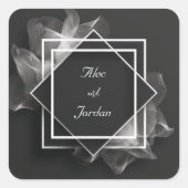 Smoky Mesh Layers Elegant Black Wedding Quadratischer Aufkleber (Vorderseite)