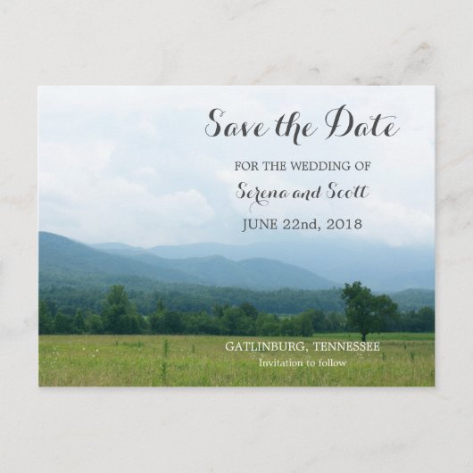 Smoky Mountains Save the Date Postcard Ankündigungspostkarte (Vorderseite)