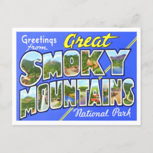 Smoky Mountains Vintage Große Buchstaben Postkarte