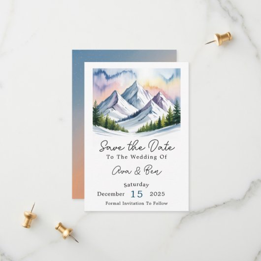 Smoky Mountains Winter Wedding Save The Date (Vorderseite/Rückseite Beispiel)