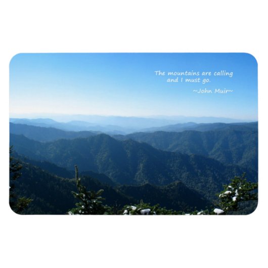 Smoky Mtns mit Schnee: Die Mtns rufen.. John Muir Magnet (Horizontal)