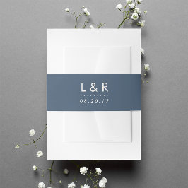 Smoky Navy Blue und ElfenbeinWedding Monogram Einladungsbanderole