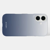 Smoky Navy & Gray Gradient Ombre Personalisiert Case-Mate iPhone Hülle (Rückseite (Horizontal))